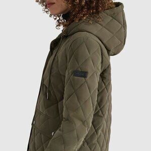 DKNY Hooded Diamond Quilted Coat